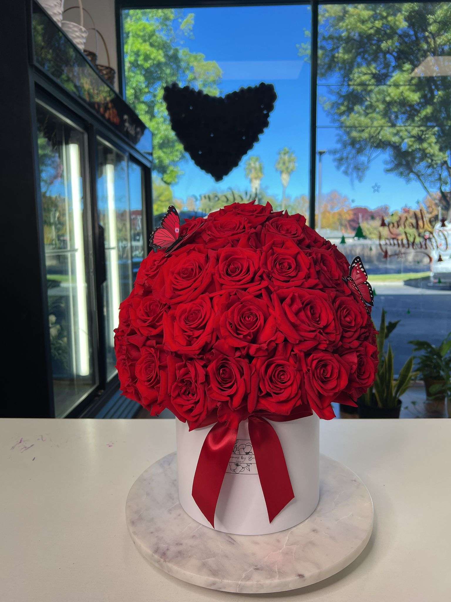 Butterfly red rose flower box 🌹 Flowers By Bee Butterfly red rose flower box 🌹