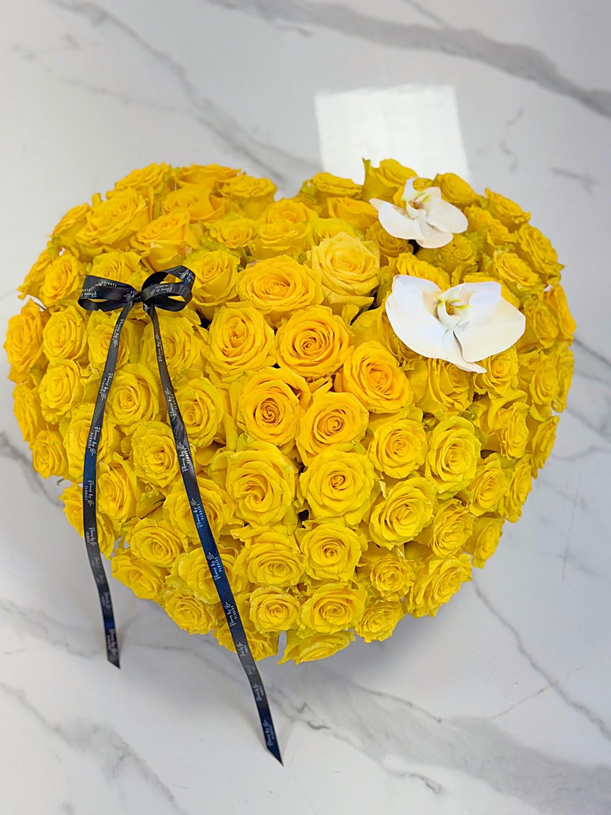 Yellow Roses Heart Shape Yellow rose heart shape box - Flowers By Bee